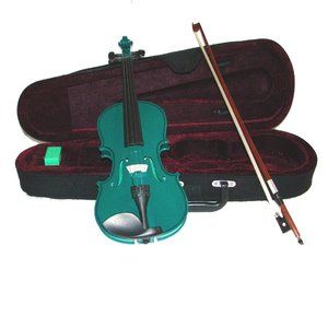 New Real 1/16 Size Green Violin with Case and Bow